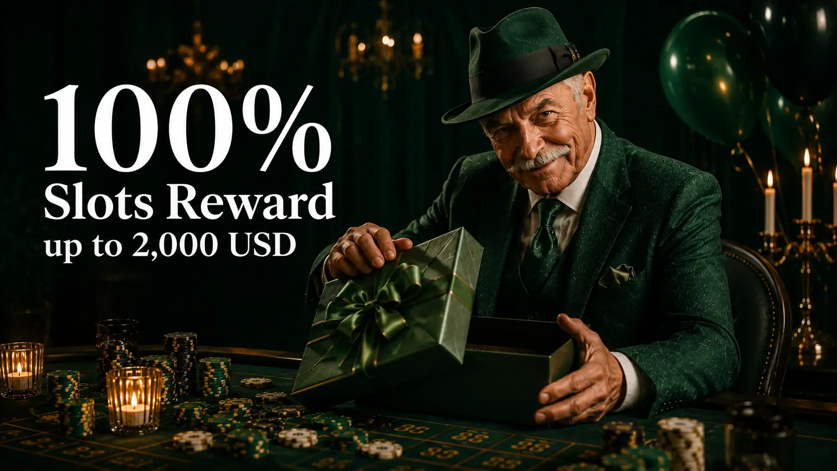 100% Slots Reward up to 2,000 USD