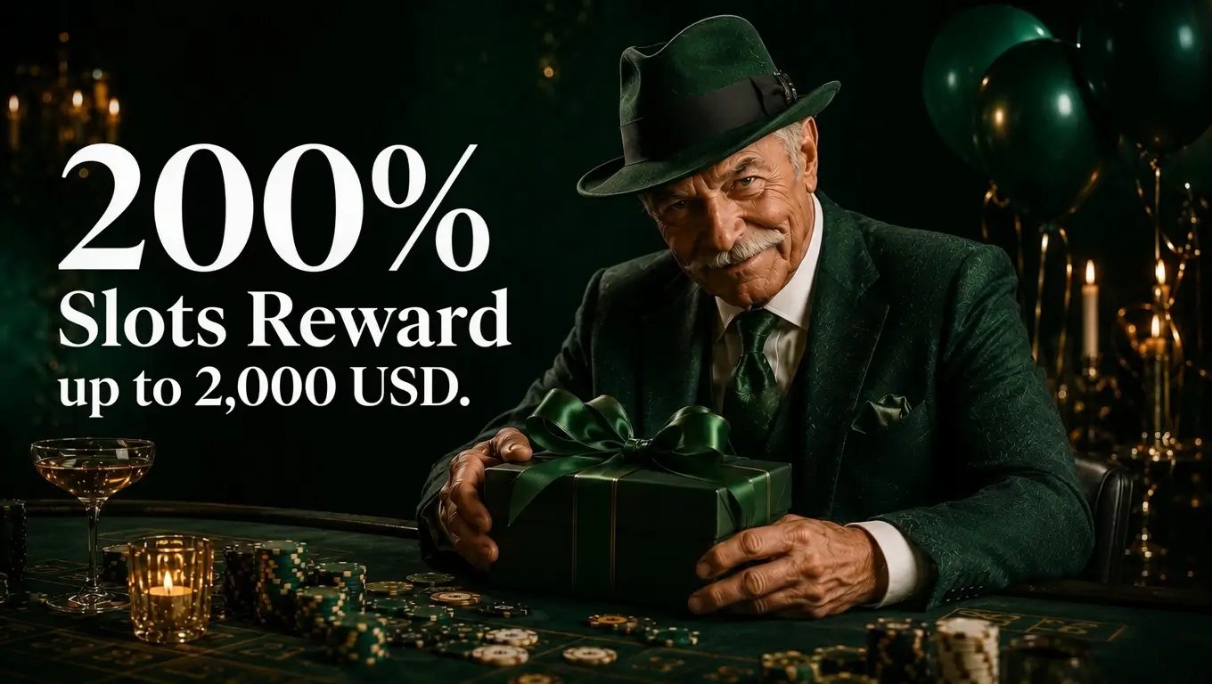 200% Slots Reward up to 2,000 USD.